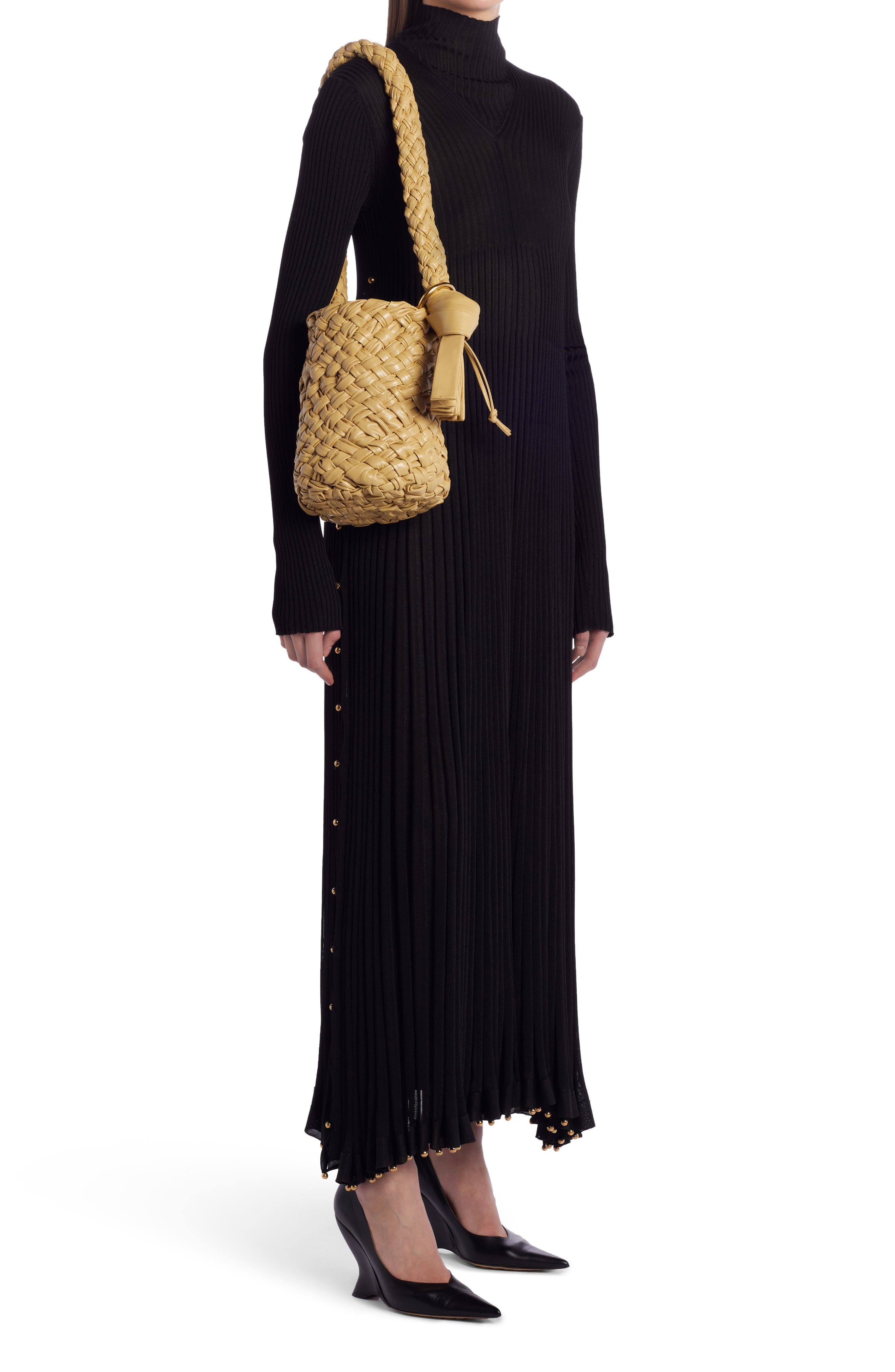 Bottega Veneta Kalimero Plissé Intrecciato Leather Bucket Bag, Alternate, color, 