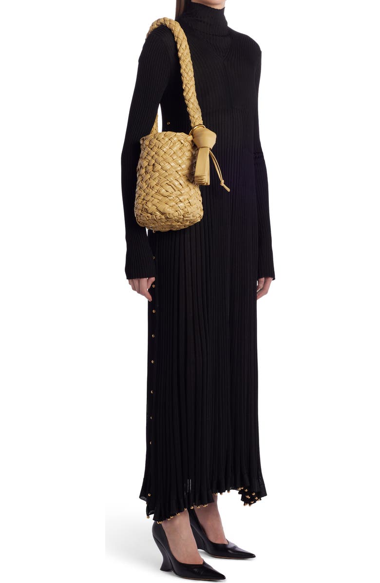 Bottega Veneta Kalimero Plissé Intrecciato Leather Bucket Bag, Alternate, color, Cob-M Brass