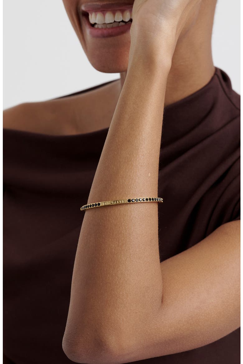 Claudia Narrow Crystal Bangle, Alternate, color, GOLD TONE BLACK CRYSTAL