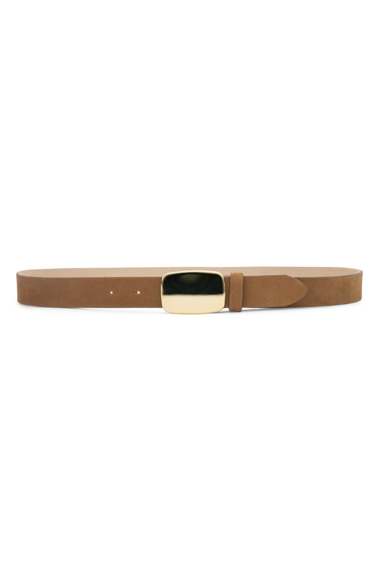L'AGENCE Hennie Sleek Leather Belt, Main, color, Tan Nubuck