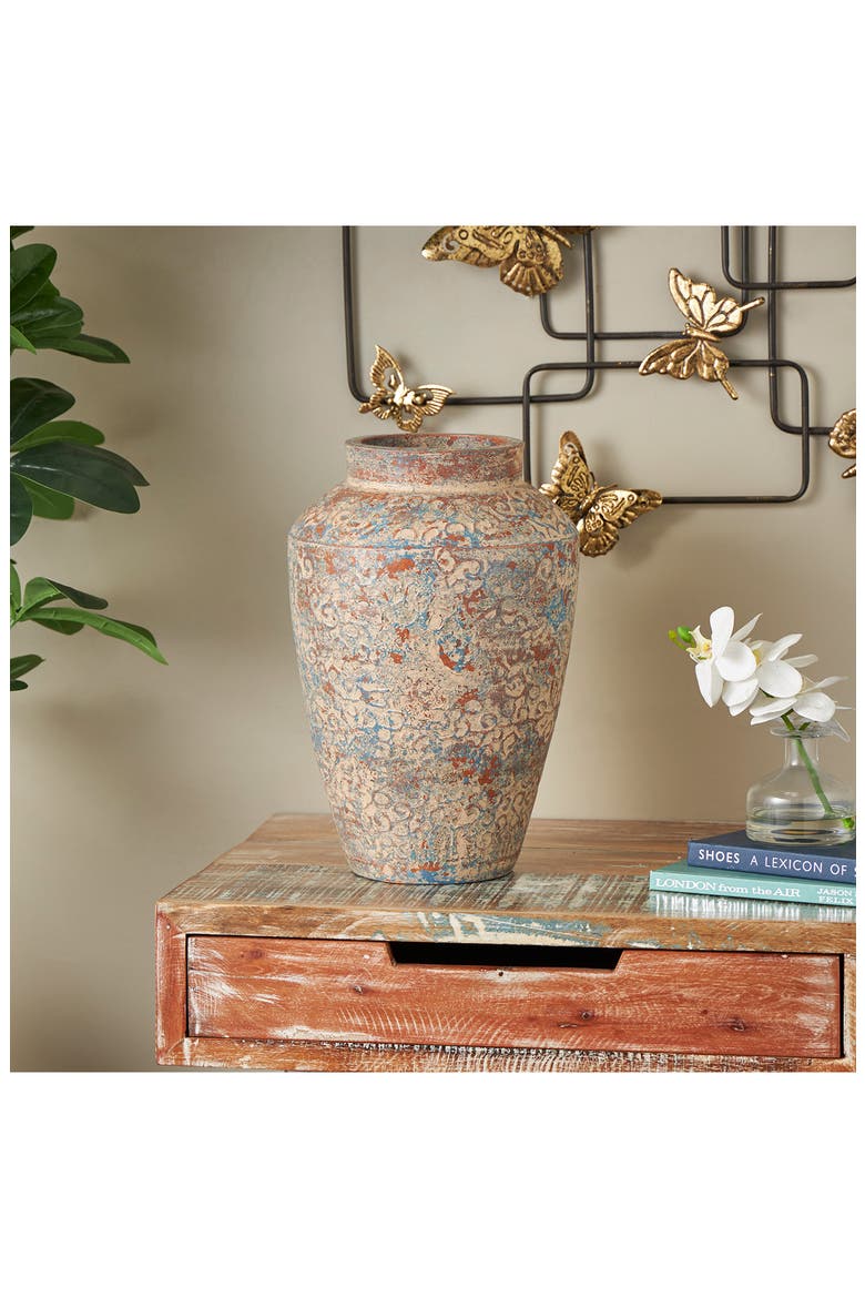 Red Clay Ceramic Vase, Alternate, color, BEIGE