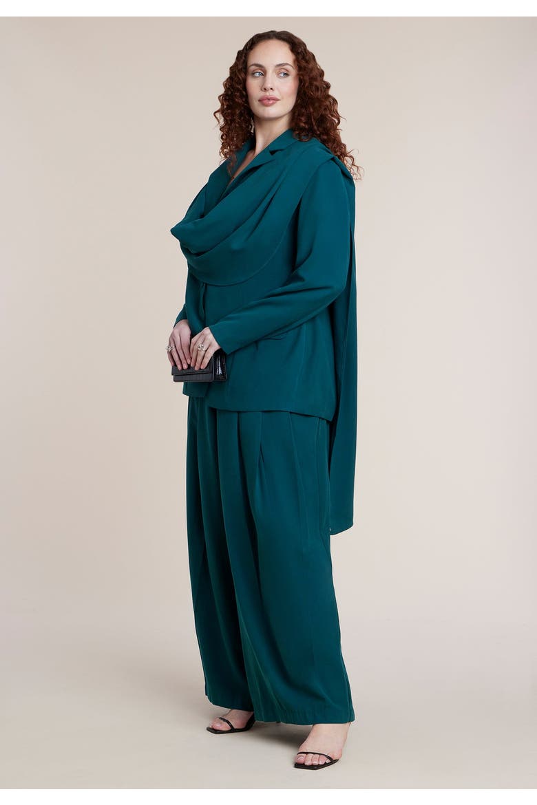 Draped Scarf Blazer, Alternate, color, DEEP TEAL