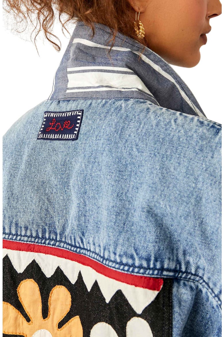 Annie's Flower Bomb Oversize Patchwork Denim Jacket, Alternate, color, DENIM MEDIUM BLUE