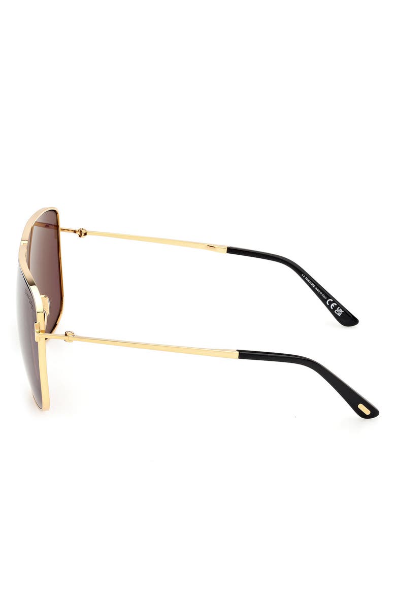 TOM FORD Huxley 68mm Oversize Navigator Sunglasses, Alternate, color, Shiny Deep Gold / Smoke