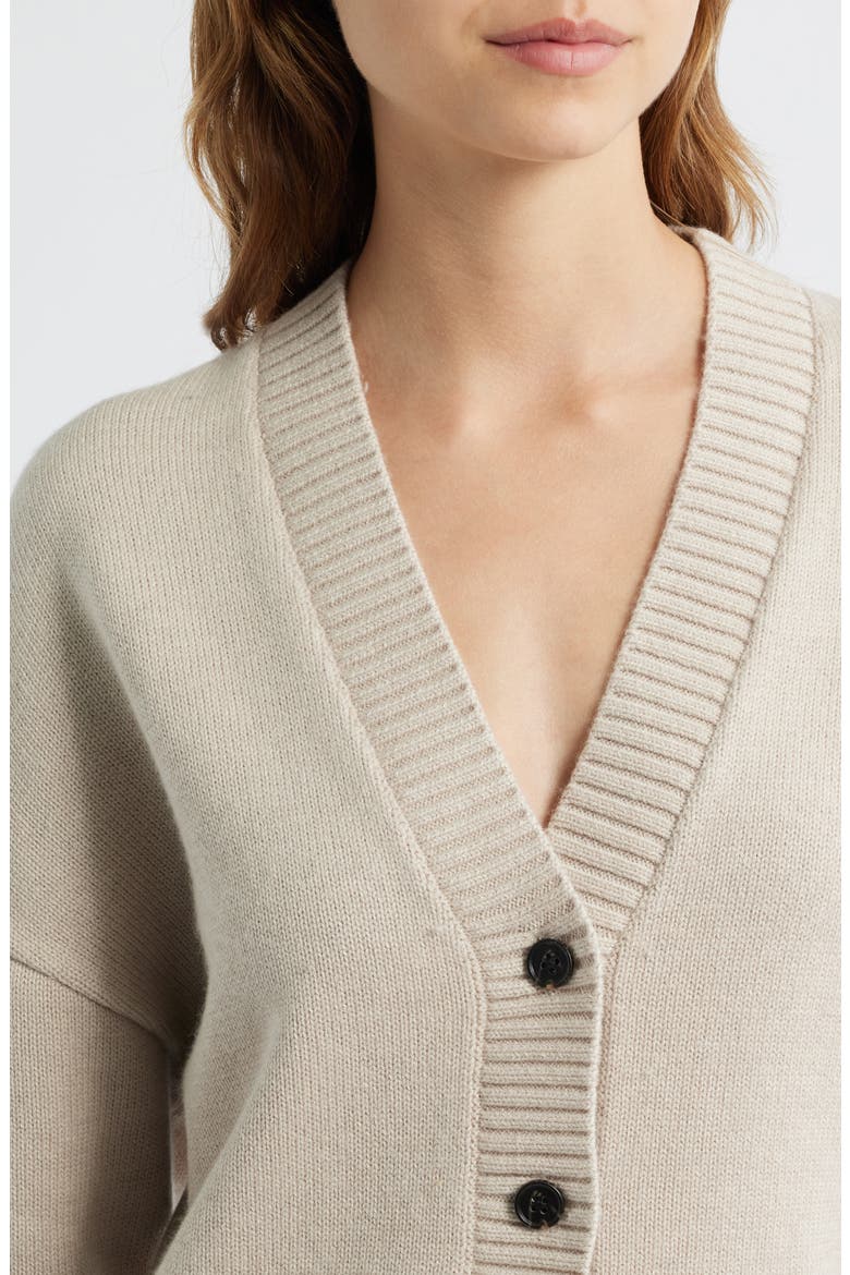 Philippa Cutaway Hem Cotton & Wool Blend Cardigan, Alternate, color, TAUPE