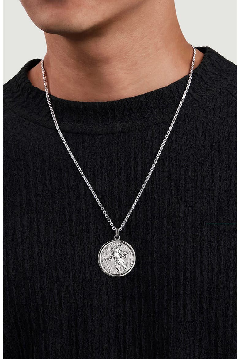 Men's Modern Relics Saint Christopher Medallion Necklace, Alternate, color, STERLING SILVER