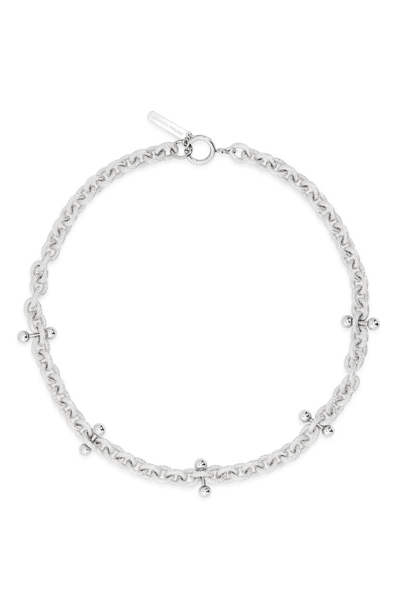 Justine Clenquet Blake Pierced Necklace, Main, color, Palladium