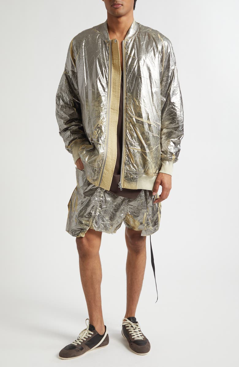Rick Owens DRKSHDW Stefan Metallic Cargo Shorts, Alternate, color, Palladium