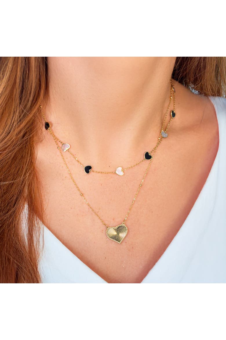 Fluted Gold Single Heart Necklace, Alternate, color, Yellow Gold