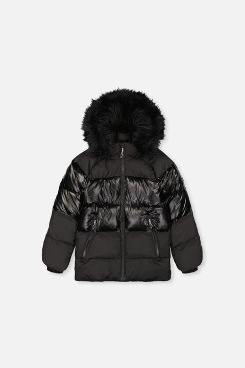 Decorative Pattern Hooded Fleece Lined Winter Jacket