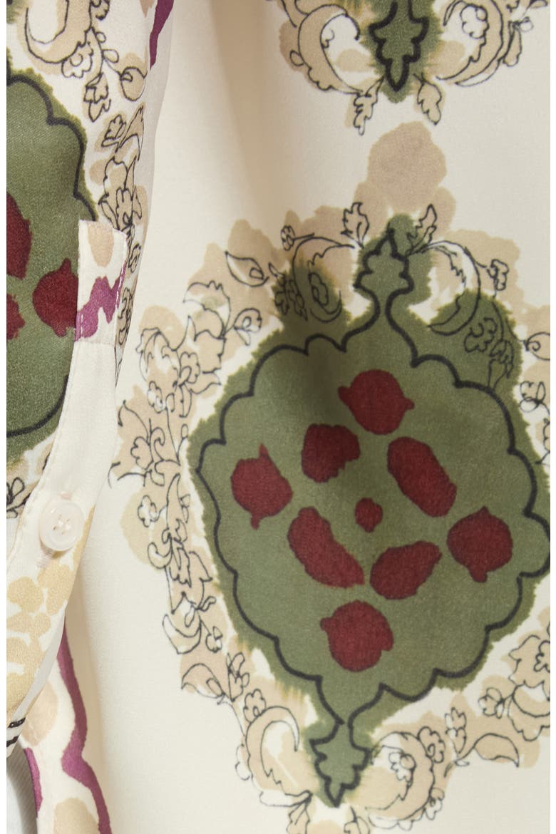 Ishani Scarf Print Button-Up Satin Shirt, Alternate, color, PLACED ARTFUL SCARF