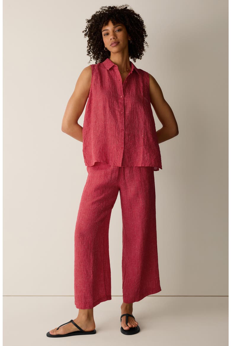 Sleeveless Organic Linen Shirt, Alternate, color, GRENADINE
