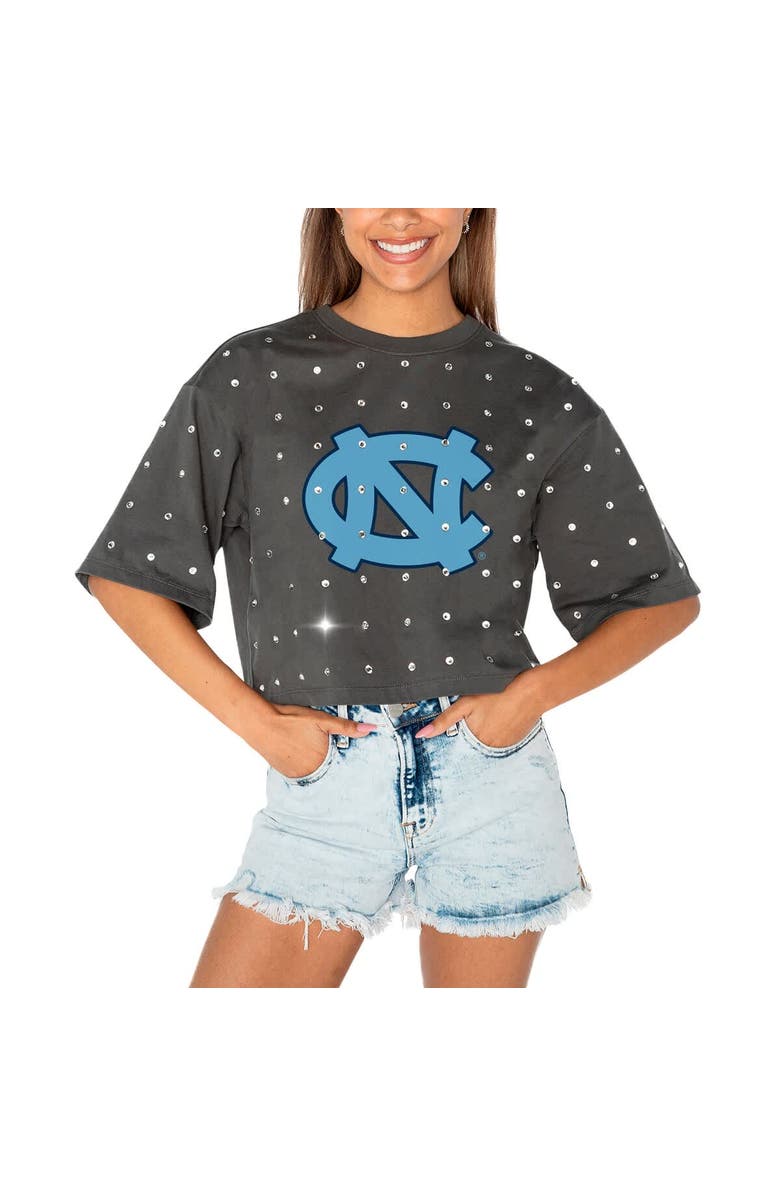 GAMEDAY COUTURE Women's Gameday Couture Gray North Carolina Tar Heels Go Time Rhinestone Crop T-Shirt, Main, color, Gray