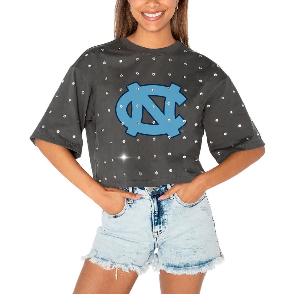 Gameday Couture Gray North Carolina Tar Heels Go Time Rhinestone Crop T-shirt