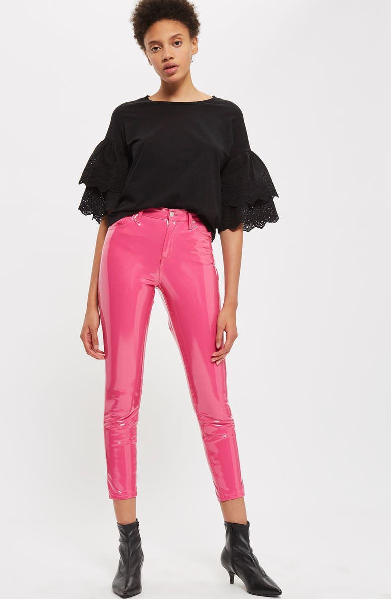 Topshop Eyelet Layer Sleeve Tee T-Shirt, Alternate, color, 