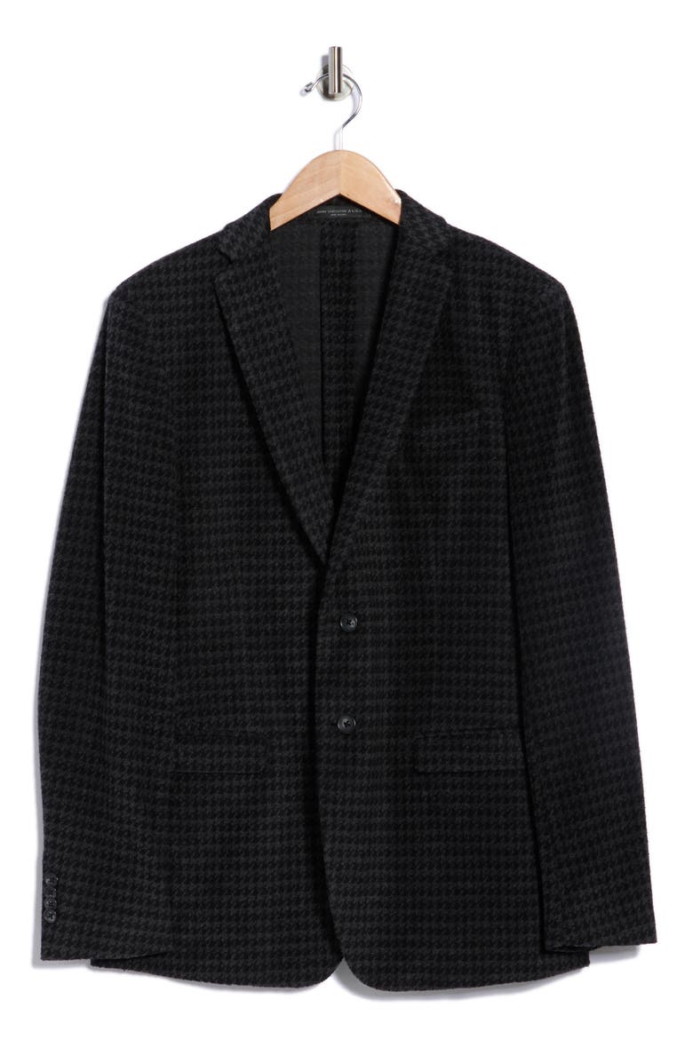 Houndstooth Cotton Blend Two-Button Sport Coat, Alternate, color, BLACK/ GREY