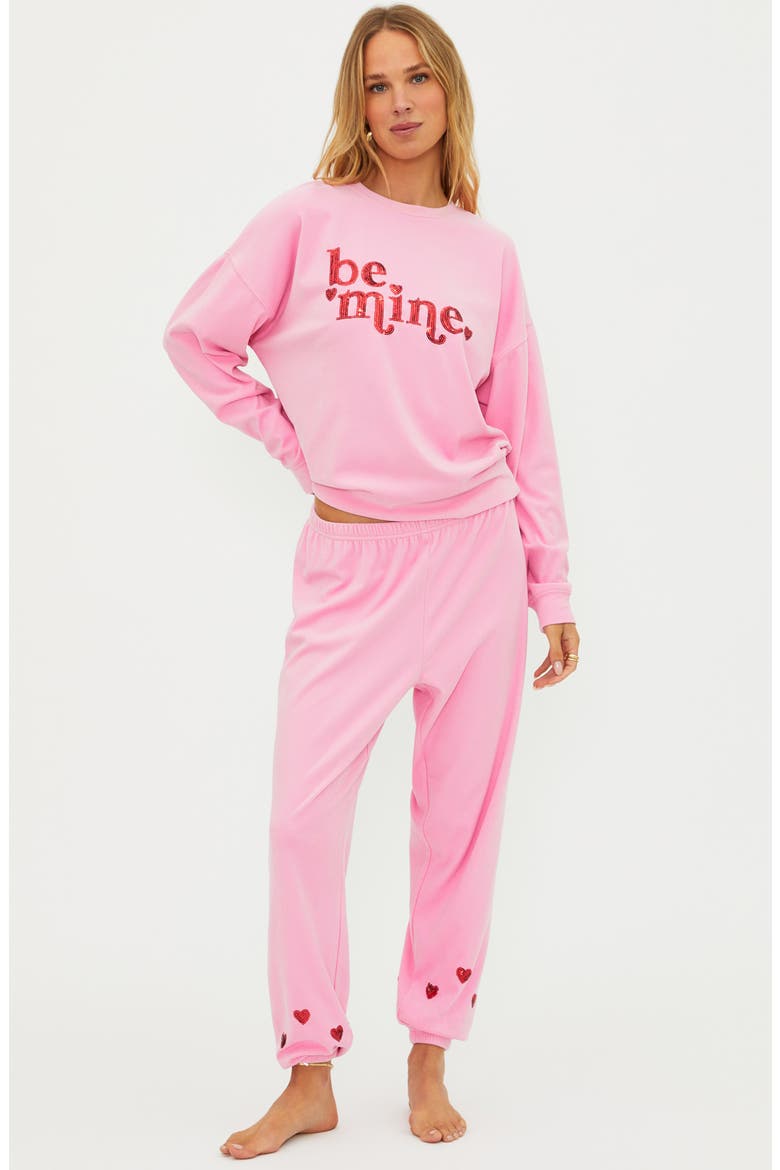 Georgie Sequin Heart Sweatpants, Alternate, color, LOVELY PINK