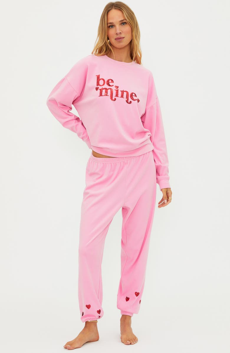 Beach Riot Georgie Sequin Heart Sweatpants, Alternate, color, Lovely Pink