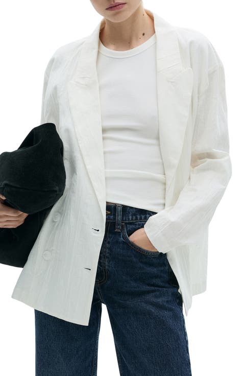 Wrinkled Effect Double Breasted Suit Jacket