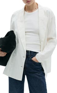 MANGO Wrinkled Effect Double Breasted Suit Jacket