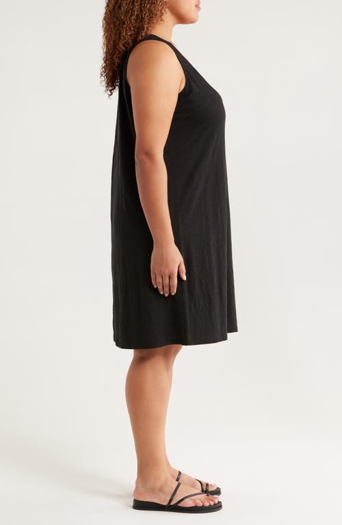 Eileen Fisher Organic Linen Scoop Neck Sleeveless Shift Dress In Black
