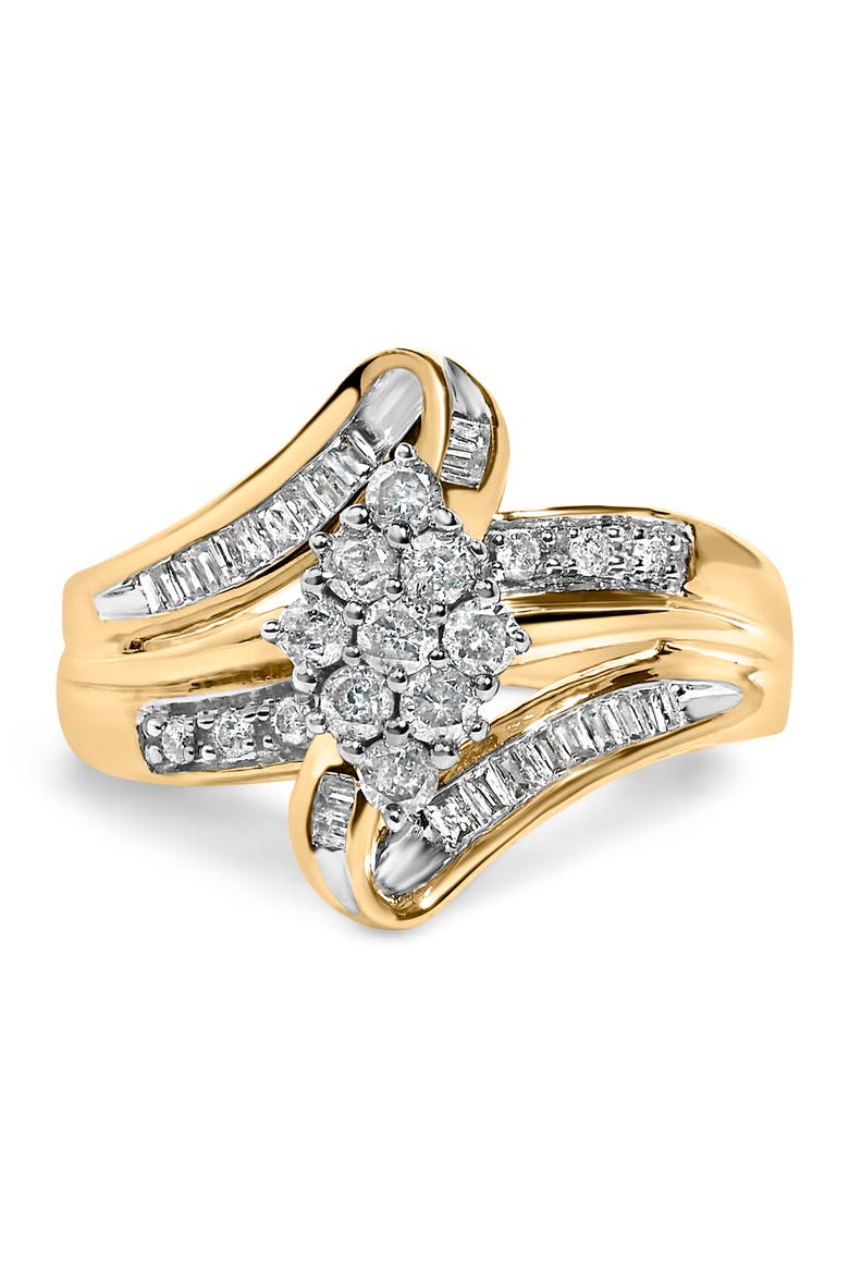 10K Yellow Gold 1/2 cttw Diamond Cluster Cocktail Ring, Main, color, Yellow Gold