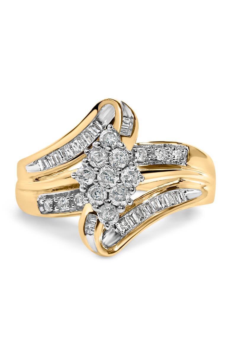 Haus of Brilliance 10K Yellow Gold 1/2 cttw Diamond Cluster Cocktail Ring, Main, color, Yellow Gold