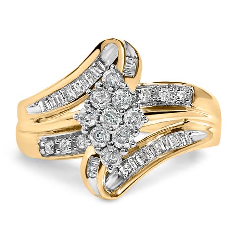 10K Yellow Gold 1/2 cttw Diamond Cluster Cocktail Ring