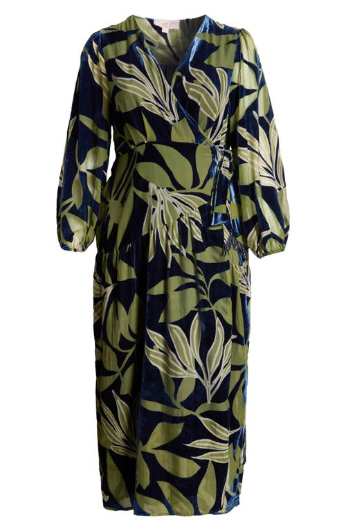 CIEBON CIEBON LILIAN LONG SLEEVE VELVET WRAP MAXI DRESS 
