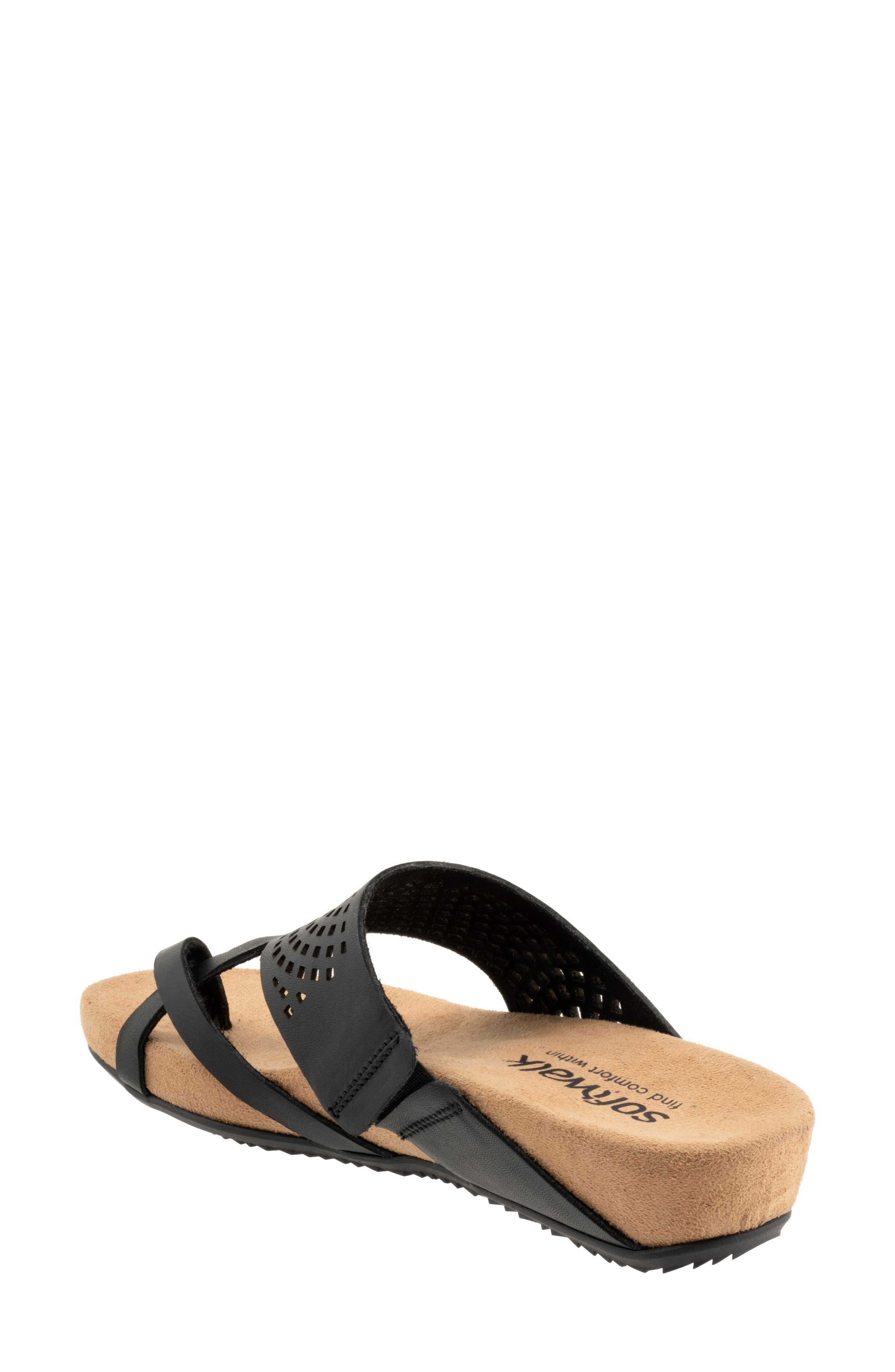 SoftWalk<sup>®</sup> Blaine Perf Platform Wedge Slide Sandal, Alternate, color, Black