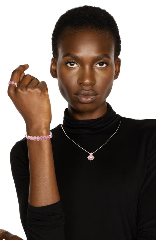 Covet Pink Deco Cz Pendant Necklace In Pink
