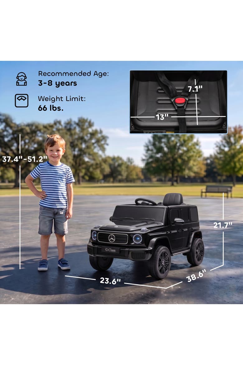 Kids Ride On Car, Licensed Mercedes-Benz G580 12V Electric Car for Kids with Parent Remote Control, Alternate, color, Black