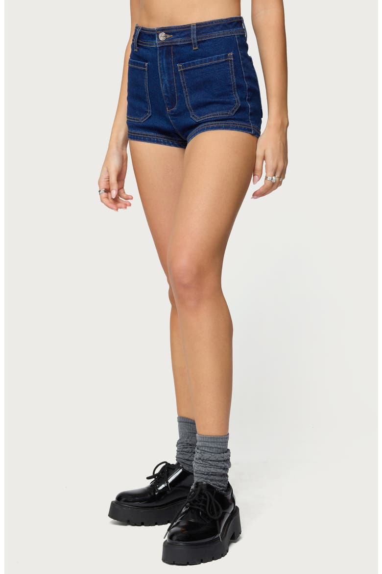 Saren High Waist Denim Micro Shorts, Alternate, color, DARK-BLUE