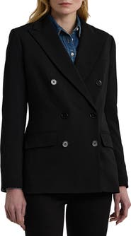 Lauren Ralph Lauren Double Breasted Stretch Wool Crepe Blazer