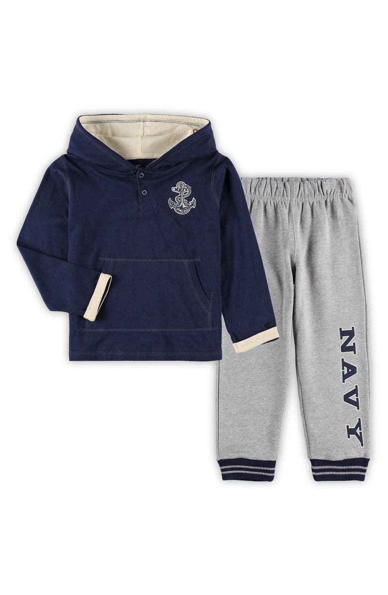 COLOSSEUM Toddler Colosseum Navy/Heathered Gray Navy Midshipmen Poppies Pullover Hoodie and Sweatpants Set, Main, color, Navy