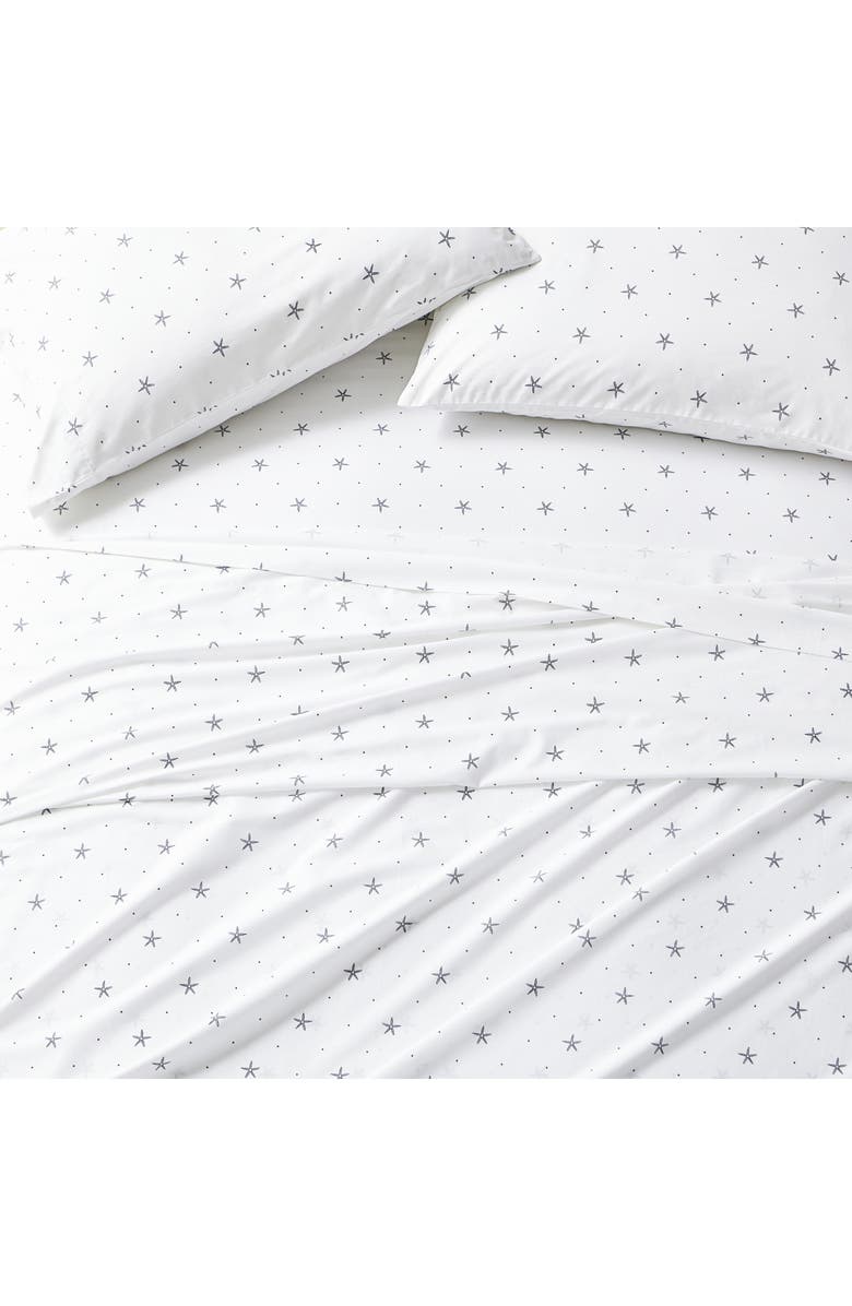 Nautica Star Spangled Coastal 200 Thread Count Cotton Percale Sheet Set, Alternate, color, White/ Dark Blue