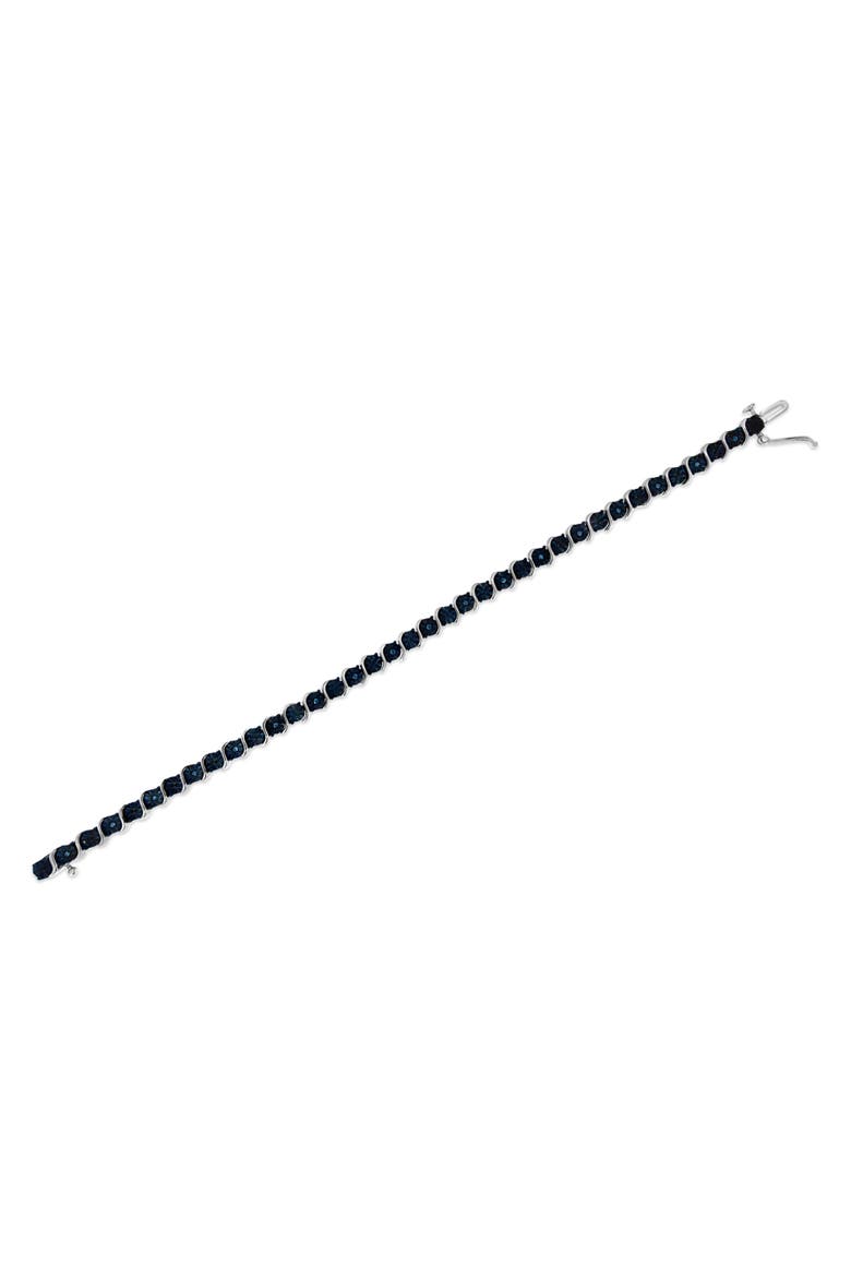Silver 1/10 Cttw Treated Blue Color Diamond Miracle Plate "S" Link Tennis Bracelet, Alternate, color, White