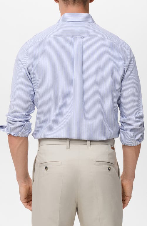 Mango Stripe Cotton Button-up Oxford Shirt In Blue