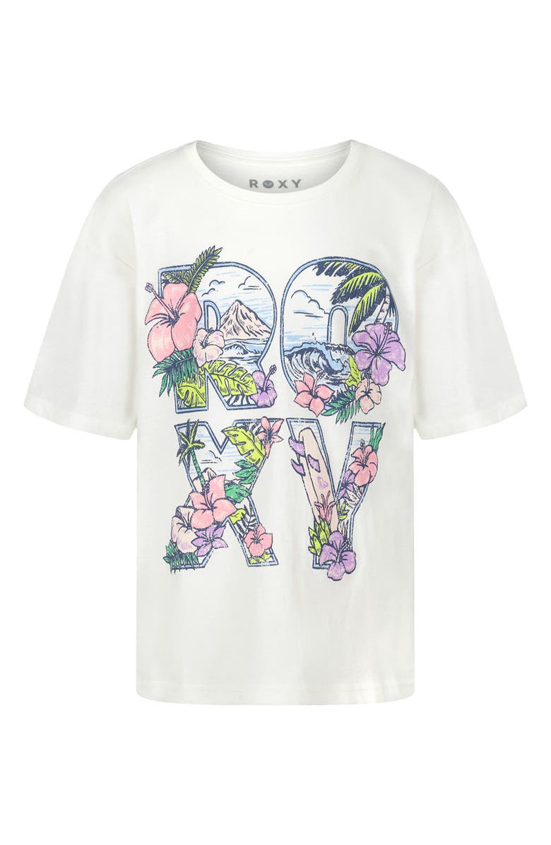 Roxy Kids' Paradisus Oversize Cotton Graphic T-Shirt, Main, color, Coconut Milk
