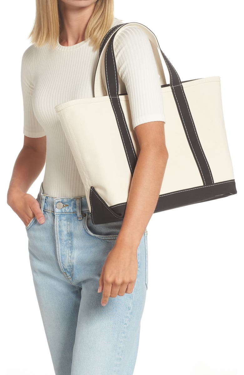 L.L.Bean Boat & Tote Zip Top Cotton Canvas Bag, Alternate, color,