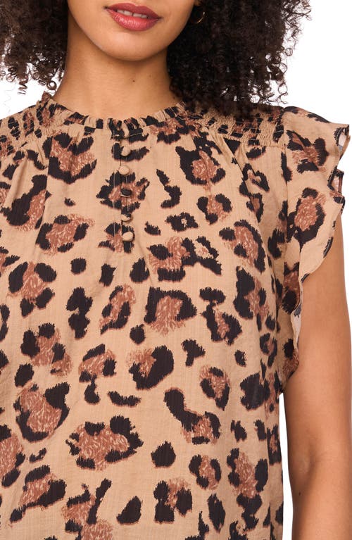 Halogen ® Smocked Flutter Sleeve Top In Brown