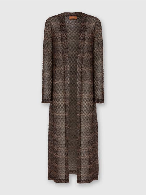 Missoni Long Cardigan With Lamé Lace Motif In Black & Multicoloured