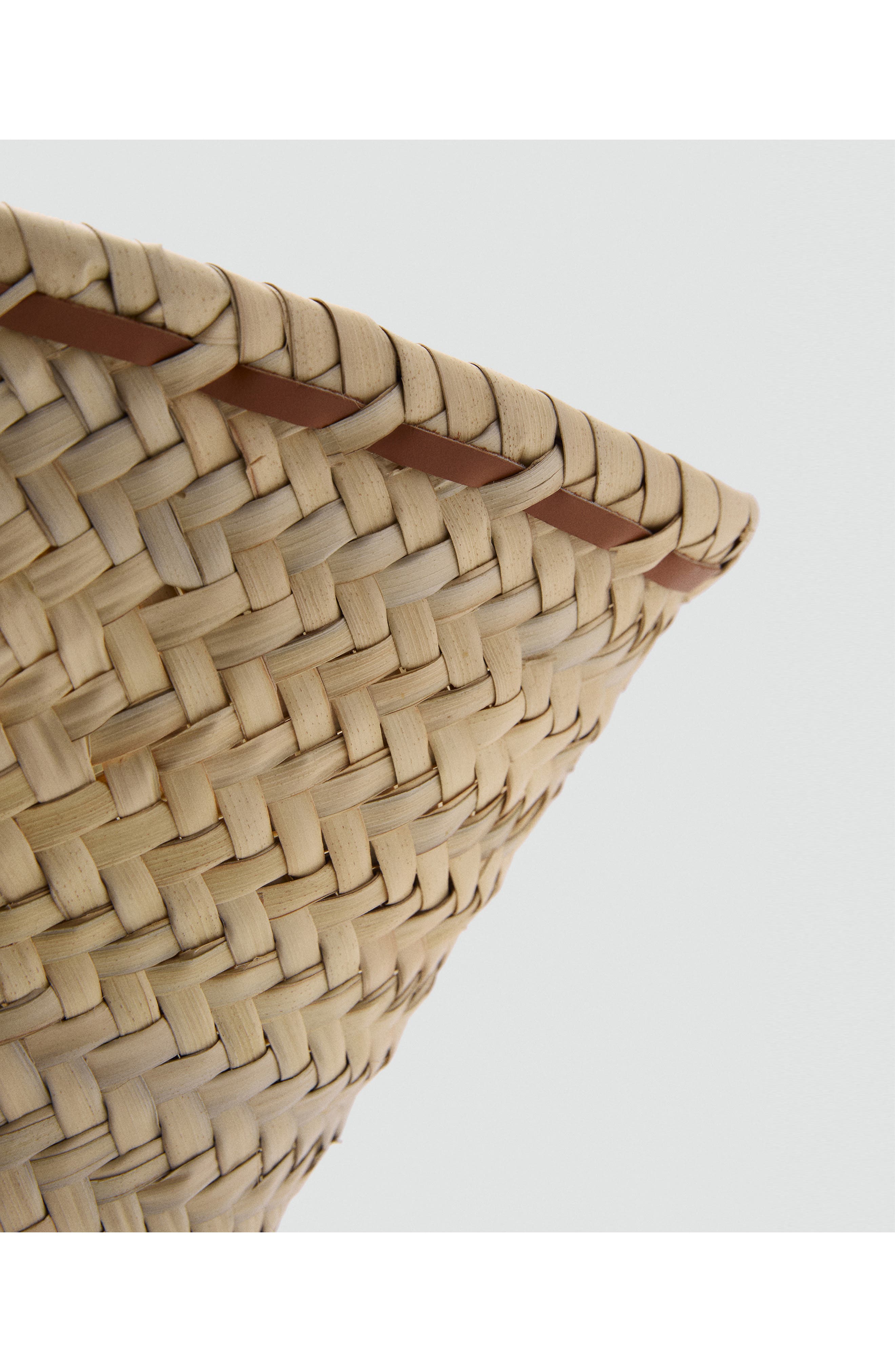 MANGO Palm Leaf Tote, Alternate, color, Leather