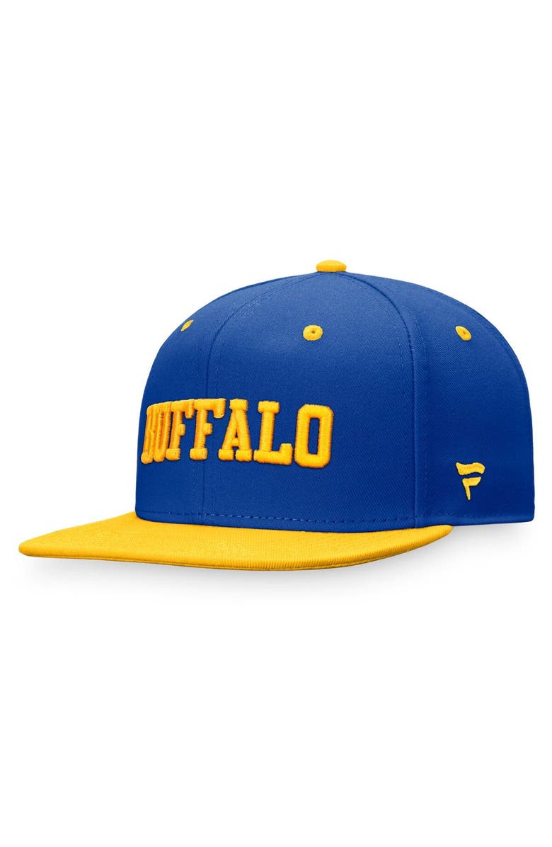 FANATICS Men's Fanatics Branded Royal/Gold Buffalo Sabres Heritage City Two-Tone Snapback Hat, Alternate, color, 