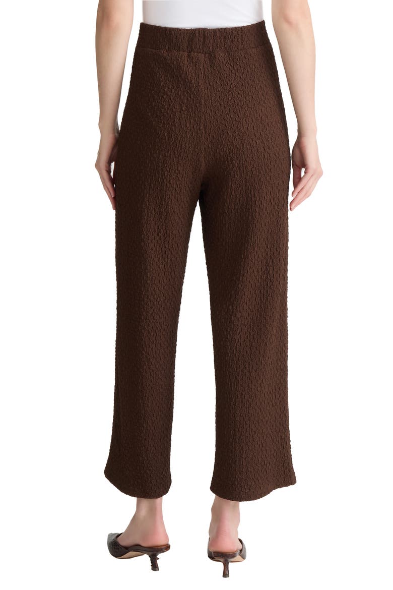 Puckered Wide Leg Pull-On Ankle Pants, Alternate, color, FUDGE