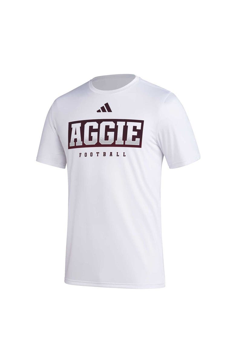 adidas Men's adidas White Texas A&M Aggies Football Practice AEROREADY Pregame T-Shirt, Alternate, color, White
