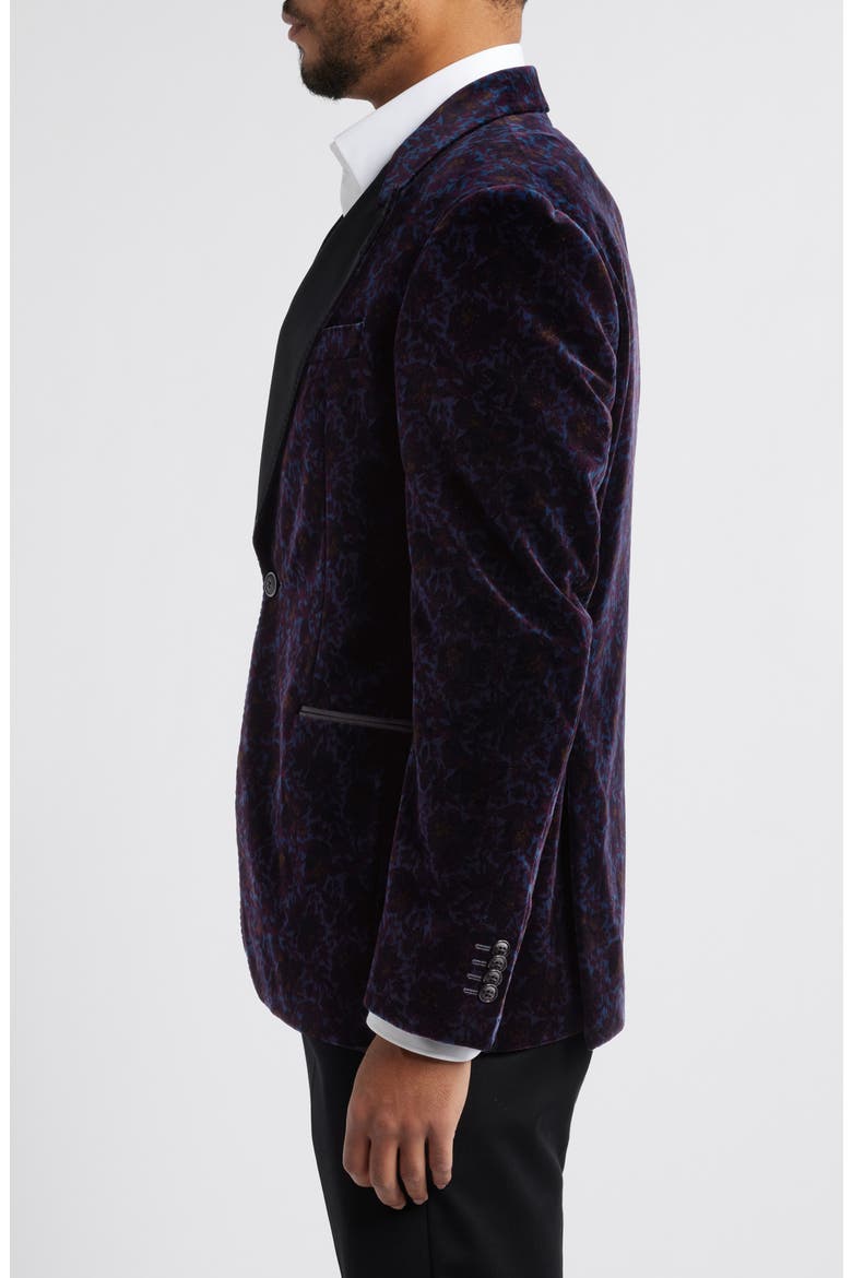 Broadway Floral Velvet Dinner Jacket, Alternate, color, NAVY