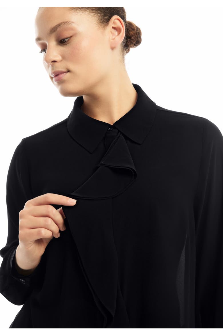 Ruffled Georgette Blouse, Alternate, color, BLACK ONYX