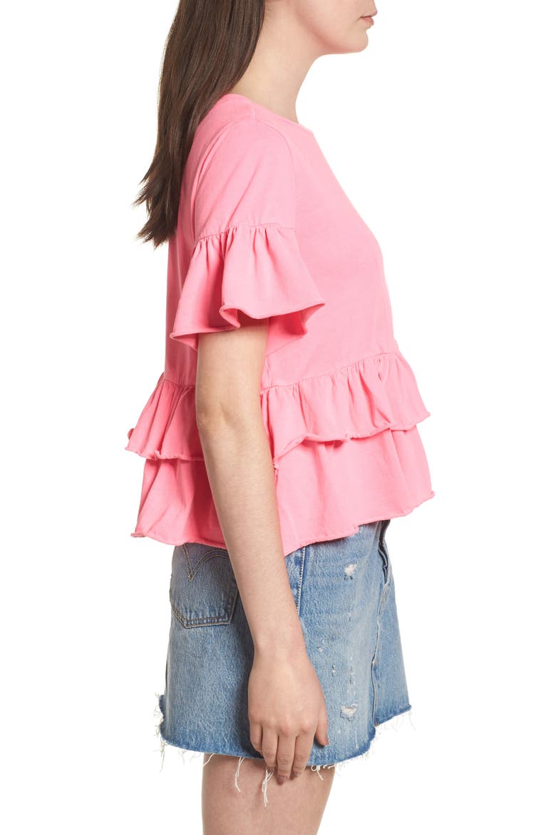 Double Peplum Ruffle Tee, Alternate, color, PINK ZENNA