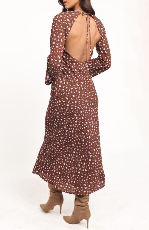 Petal And Pup Petal & Pup Talitha Open Back Long Sleeve Maxi Dress In Brown